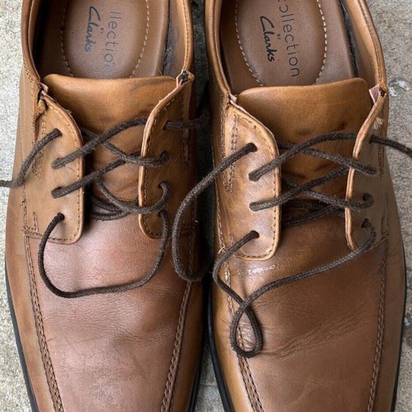 Collection by Clarks Leather Oxfords, Men\'s Size 8.5M, Dark Tan